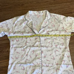 Victoria’s Secret Satin Feel Champagne Print Pajama Top Medium White Pink Black thumbnail 14