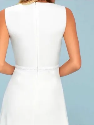NWT Lulus Florentia White Crochet Skater Mini Dress - Size: Large thumbnail 8