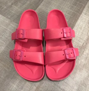 Double Strap Slide Sandals - Bright Pink thumbnail 1