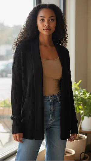 Faded Glory Elegant Black Cardigan thumbnail 1