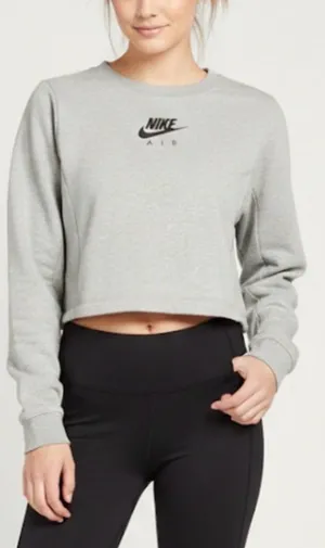 Nike Air Gray Long Sleeve Cropped Sweatshirt Size Medium thumbnail 1