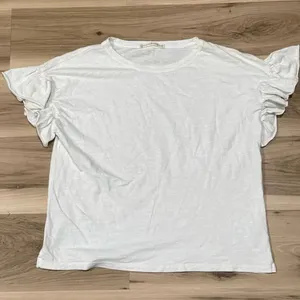 Peruvian Connection White Ruffle Sleeve Shirt Women’s XS thumbnail 1