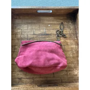 Free People Red Suede Crossbody Bag Turn Lock Chain Strap Boho Clutch GUC thumbnail 4