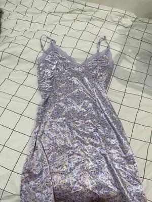 H&M purple floral satin lace mini slip dress thumbnail 2