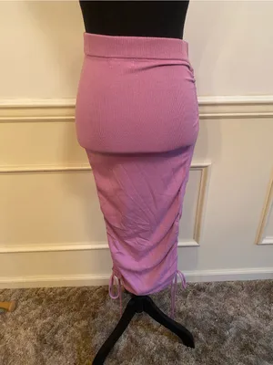 REVOLVE Lovers + Friends Lilac Purple Drawstring Midi Skirt Cinched Sides thumbnail 2