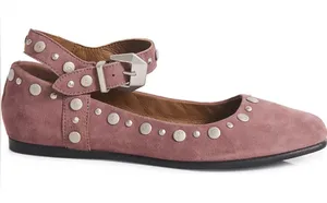 Free People Mauve Suede ‘Mystic’ Mary Jane Ankle Strap Studded Flats, Size 9 thumbnail 1
