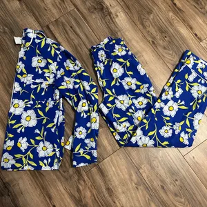 Kate Spade Sunshine Floral Pajama Set XS Blue White Button Up Long Sleeve PJ Set thumbnail 3