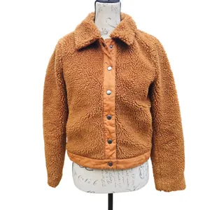 Madewell Sherpa Portland Jacket In Gold Peckan Snap Button‎ Brown XS thumbnail 2