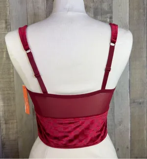 Colsie Red Large Checkered Velvet Crop Top Bralette With Adjustable Stra… thumbnail 2