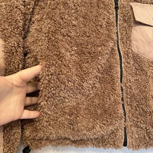 Garage Jacket Teddy Coat Womens Size Small Taupe‎ Beige Cropped Zip Up Jacket thumbnail 2