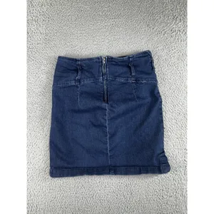 Free People Livin it Up Mini Skirt Women‎ 6 Back Zip Short Dark Wash Denim thumbnail 2