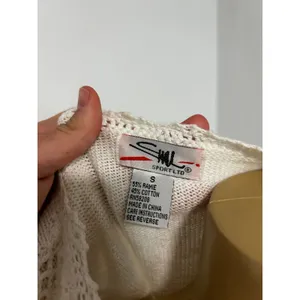 SWL Sport Ltd Womens Cream Crochet Open Knit Short Sleeve Cardigan Sweater Small thumbnail 4
