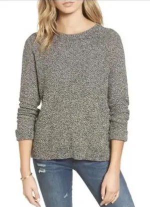 Madewell Province‎ Cross Back Knit Pullover Sweater Black & Gray Size Medium thumbnail 1