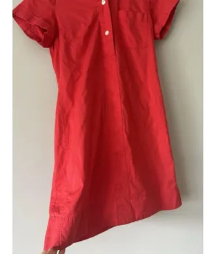 J. Crew Collared Red Coral Popover Button Shirt Dress Size XS Career Preppy thumbnail 5