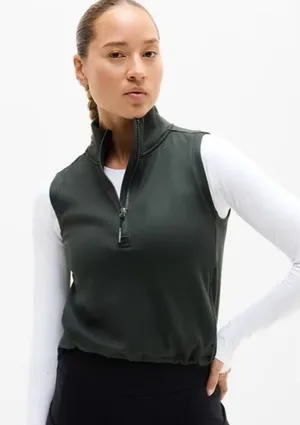 New Athleta L Unstoppable 1/2 Zip Cropped Vest Elm Green Large thumbnail 1