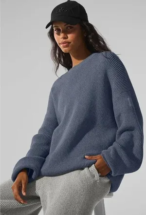 Alo Yoga Domain Rib Knit Crew Sweater featuring a ribbed texture XL thumbnail 1