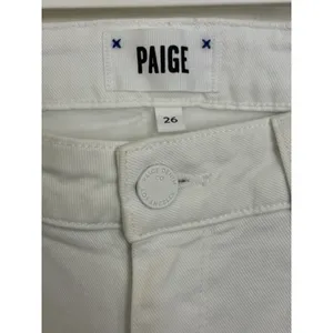 Paige Cindy Crop White Denim Jeans Raw Hem High Rise Size 26 Stretch Beach thumbnail 3