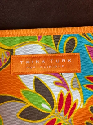 Trina Turk Orange Multicolor Floral Cosmetic Pouch thumbnail 2