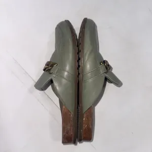 Vionic Green Leather Joyful Georgie Slip On Arch Support Mules Shoes Size 9 Read thumbnail 5