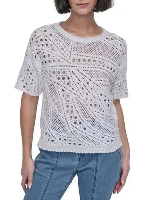 DKNY Cotton‎ Crochet Sweater Size XL thumbnail 1