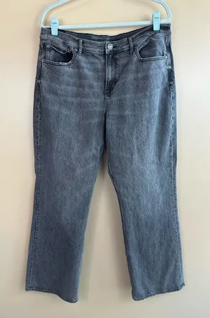 American Eagle Charcoal Grey Faded Black 90s Bootcut Jeans 16 High Rise thumbnail 1