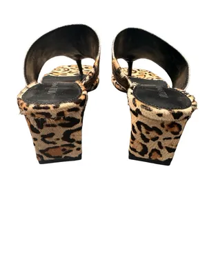 Villa Rouge Leopard Print Toe Loop Mule Low Heel Open Toe Sandals Size 6.5 BNIB thumbnail 6