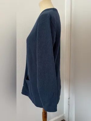Peruvian Connection 100% Alpaca Cardigan V Neck Pockets Blue Size Medium thumbnail 2
