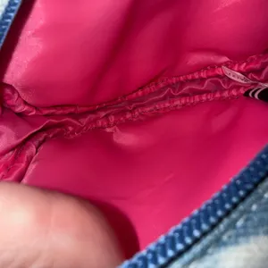 Acid Wash Denim 3D Rose Flower Circle Crossbody Bag‎ Blue White Pink Y2K thumbnail 6