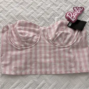 ZaraPink and White Striped Bustier Top thumbnail 2