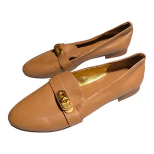 Donna Karan Thompson Turn Lock Buckle Camel Tan Leather Classic Loafers Sz 6 thumbnail 7