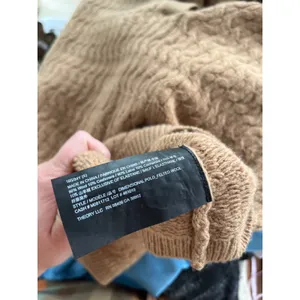 Theory V-Neck Dimensional Polo Wool Cashmere Brown Sweater Women's Size Small thumbnail 7