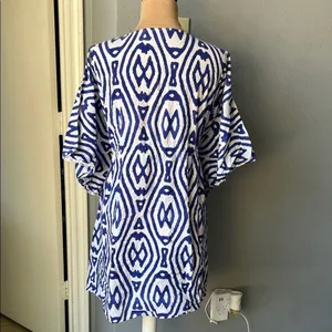 Roberta Roller Rabbit Blue and White Ikat Tunic thumbnail 2