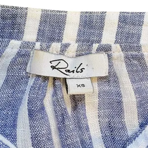 Rails Jasmine Parisian Blue Striped Linen Blend‎ Smocked Mini Dress Womens XS thumbnail 4