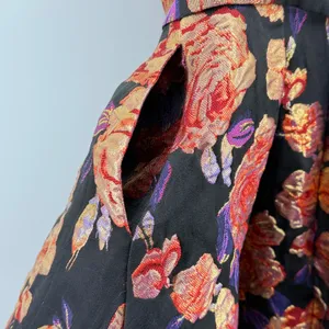 Mac‎ Duggal Floral Brocade Cocktail Dress Black Gold Metallic Sweetheart Mini 0 thumbnail 3