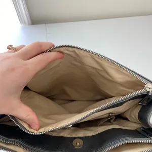Tahari blue‎ gray silver hardware metallic deep pocket shoulder tote purse bag thumbnail 9