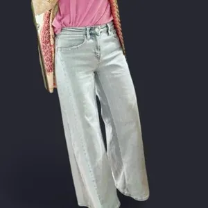 Vervet Light Blue Wide-Leg Super Flare Palazzo Jeans Side Seams thumbnail 6