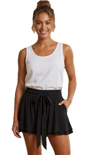 Electric & Rose Women’s Black Rayon Mini Shorts With Bow Belt Size XS thumbnail 1