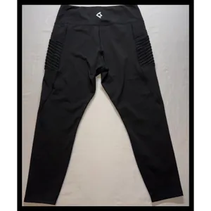 BSP Leggings Women Large‎ Black Moto Ribbed Pocket Yoga Activewear thumbnail 5