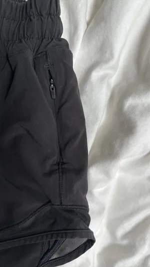 black lululemon high rise 4 inch hotty hot shorts thumbnail 4