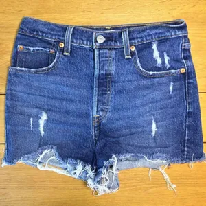 Levi’s ribcage shorts Jean shorts 28 button-fly medium dark wash distressed jort thumbnail 1