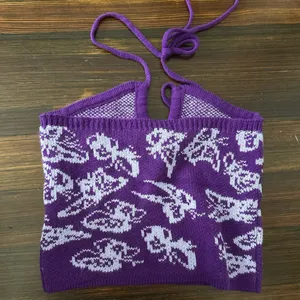 Purple and White Knitted Halter Top thumbnail 3