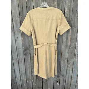 Banana Republic Womens Shirt Dress Tan Suede Short Sleeve Size 12 NWT thumbnail 5