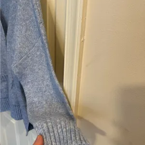 Ella Moss Heathered Light Blue V-Neck Button Front Cardigan thumbnail 5