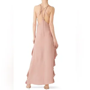 NEW L'atiste By Amy Rose Halter Ruffle Gown Dress Two Slit Side MEDIUM fairy thumbnail 9