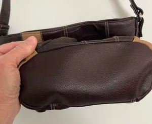 Genuine Leather Patchwork shoulder bag. A standout stunner! Brown thumbnail 4