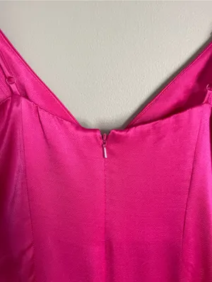 BARDOT Hot Pink Ember Satin Asymmetric Ruffle Midi Slip Dress Sz 4 thumbnail 6