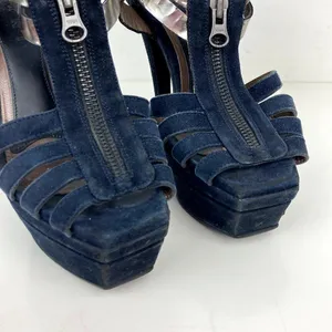 MARNI Blue/Silver Strappy Platform Heels Stiletto Sandals - Size 6.5 thumbnail 5