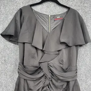 Miss Sixty M60 Black Ruched Dress Flutter Sleeve Mini Zip Up Cocktail Chic - M thumbnail 3