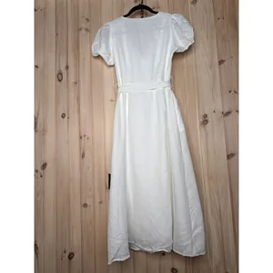 NWT Lulus Sicily Sweetheart White Button-Front Puff Sleeve Midi Dress Size S thumbnail 5