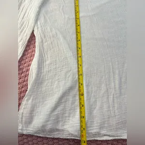 Made in ITALY. 100% cotton.Casual White V-Neck Long Sleeve Dress thumbnail 6